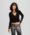 Karl Lagerfeld Cropped Cardigan In Black