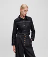 Karl Lagerfeld Cropped Denim Jacket In Black