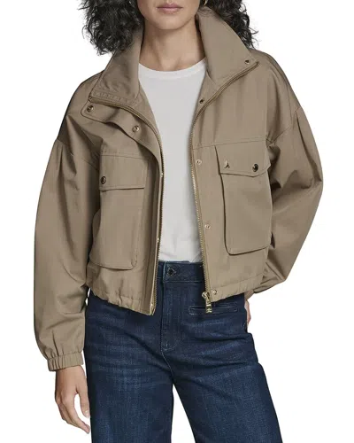 Karl Lagerfeld Cropped Drop Sleeve Bomber Jacket In Multi