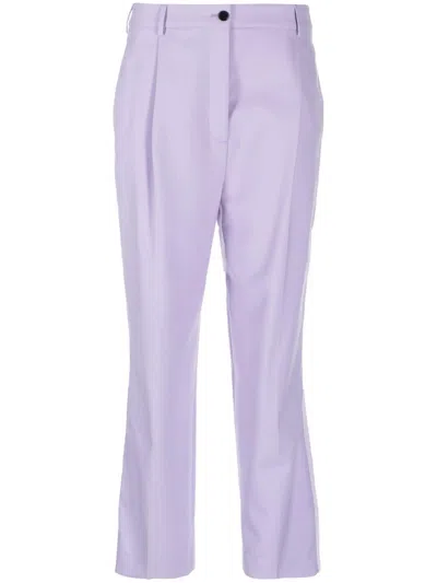 Karl Lagerfeld Cropped High-waisted Trousers In Purple