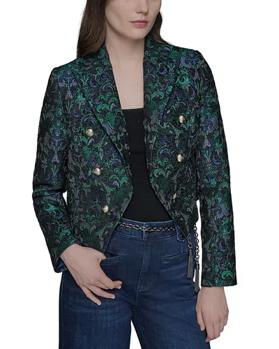 Karl Lagerfeld Cropped Motif Blazer In Multi