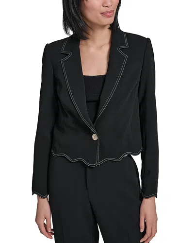 Karl Lagerfeld Cropped Scalloped Jacket In Black