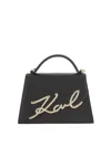 Karl Lagerfeld Medium Signature Leather Cross Body Bag In Black