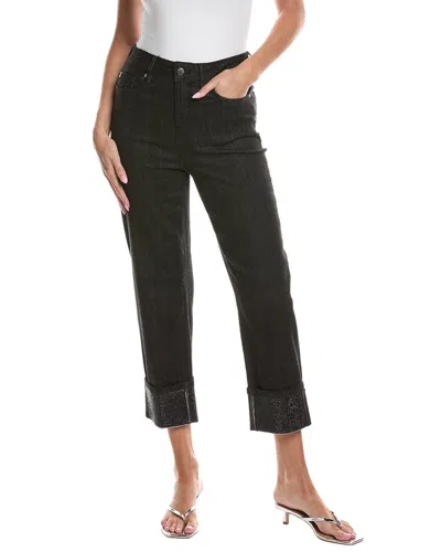 Karl Lagerfeld Crystal Cuff Denim Pant In Black