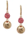 Karl Lagerfeld Crystal Double Drop Earrings In Gold