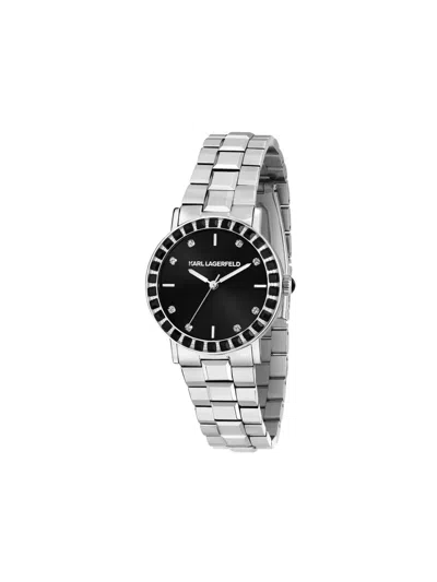 Karl Lagerfeld Crystal-embellished 33mm In Metallic