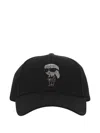 Karl Lagerfeld Crystal-embellished Baseball Hat In Black