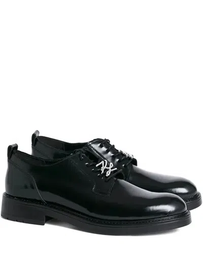 Karl Lagerfeld Crystal-embellished Lace-up Shoes In Black