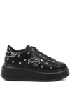 Karl Lagerfeld Crystal-embellished Platform Sneakers In Black