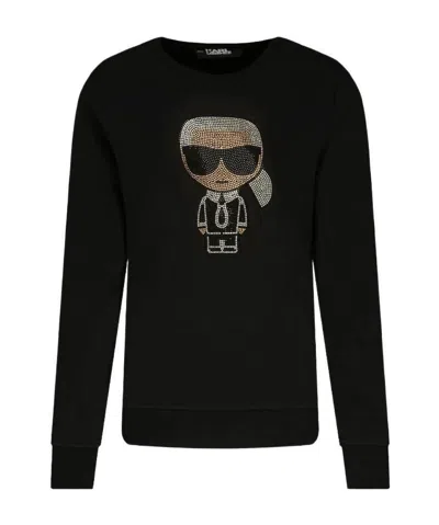 Karl Lagerfeld Crystal-embellished Sweatshirt In Black