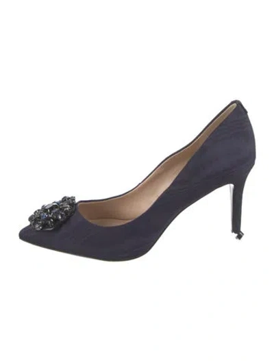 Pre-owned Karl Lagerfeld Crystal Embellishments Pumps In Blue