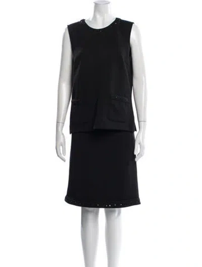 Pre-owned Karl Lagerfeld Crystal Embellishments Skirt Set In Black