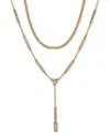 Karl Lagerfeld Crystal Geometric Layered Lariat Necklace, 16" + 3" Extender In White