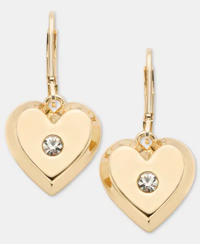 Karl Lagerfeld Crystal Heart Drop Earrings In White