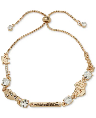 Karl Lagerfeld Crystal Logo Slider Bracelet In White
