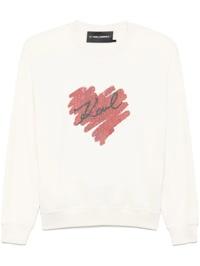 Karl Lagerfeld Crystal-logo Sweatshirt In White