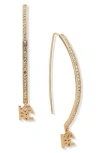 Karl Lagerfeld Crystal Logo Threader Earrings