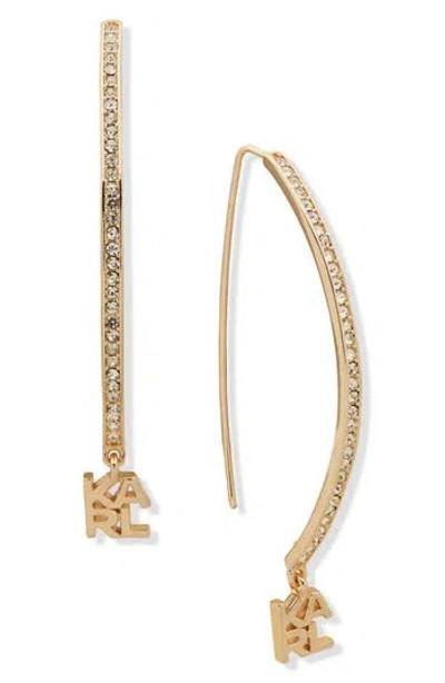 Karl Lagerfeld Crystal Logo Threader Earrings
