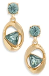 Karl Lagerfeld Crystal Oval Drop Earrings In Gold