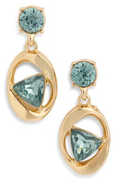 Karl Lagerfeld Crystal Oval Drop Earrings In Gold