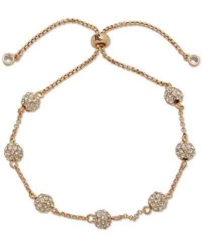 Karl Lagerfeld Crystal Pave Sphere Slider Bracelet In Gold