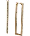 Karl Lagerfeld Crystal Rectangular Medium Hoop Earrings, 1.81" In Gold