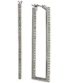 Karl Lagerfeld Crystal Rectangular Medium Hoop Earrings, 1.81" In Silver