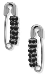 Karl Lagerfeld Crystal Safety Pin Drop Earrings In Rhd/jet