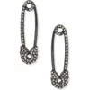 Karl Lagerfeld Crystal Safety Pin Earrings In Black