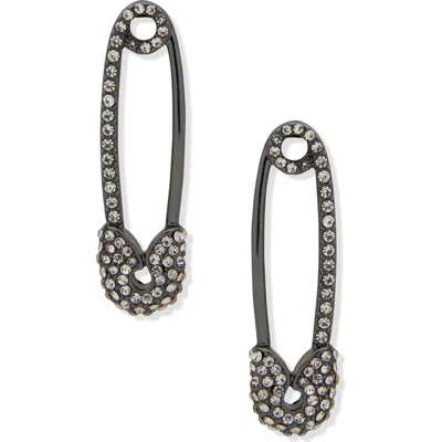 Karl Lagerfeld Crystal Safety Pin Earrings In Silver/crystal