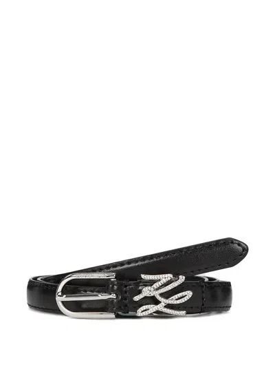 Karl Lagerfeld Crystal-embellished Belt In Black