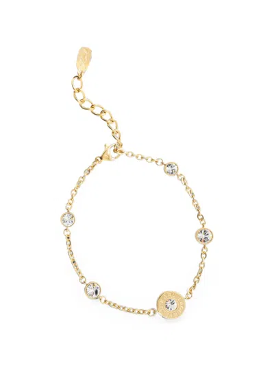 Karl Lagerfeld Crystal-embellished Logo-engraved Bracelet In Gold