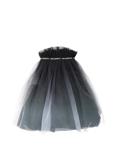 Karl Lagerfeld Kids' Crystal-embellished Ruffled Skirt In Gray
