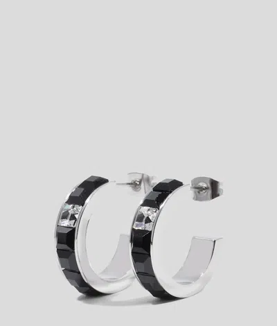 Karl Lagerfeld Crystals Hoop Earrings In Multi