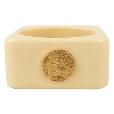 Pre-owned Karl Lagerfeld Cuff Bracelet In Beige Bakelite In Brown