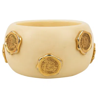 Pre-owned Karl Lagerfeld Cuff Bracelet In Beige Bakelite In Brown
