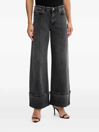 Karl Lagerfeld Cuffed Five-pockets Jeans In Black