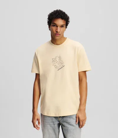 Karl Lagerfeld Curved Hem Shibori Monogram T-shirt In Yellow