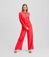 Karl Lagerfeld Cut-out Embroidery Culottes In Red