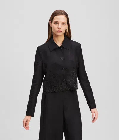 Karl Lagerfeld Cut-out Embroidery Jacket In Black