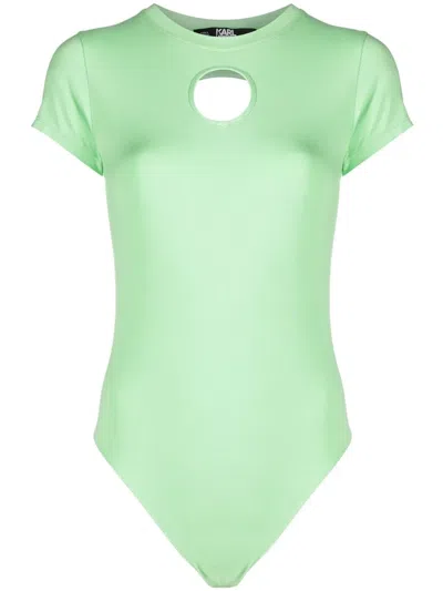 Karl Lagerfeld Body Mit Cut-outs In Green