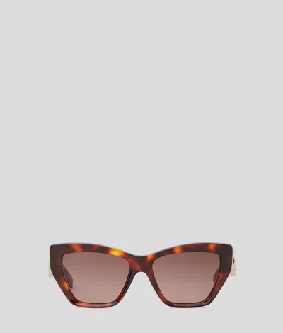 Karl Lagerfeld Cut-out Signature Sunglasses In Brown