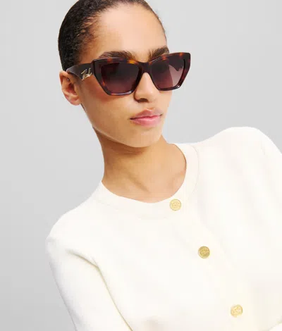 Karl Lagerfeld Cut-out Signature Sunglasses In White
