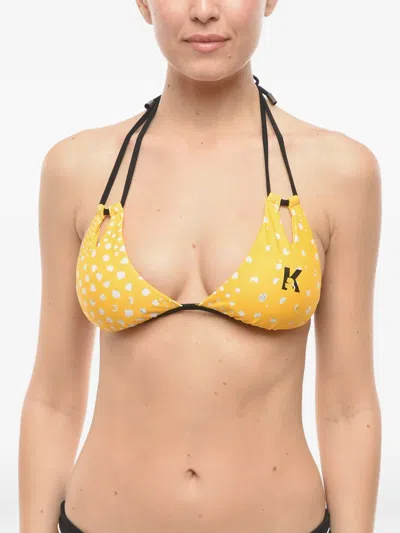 Karl Lagerfeld Cut-out Triangle Bikini Top In Yellow