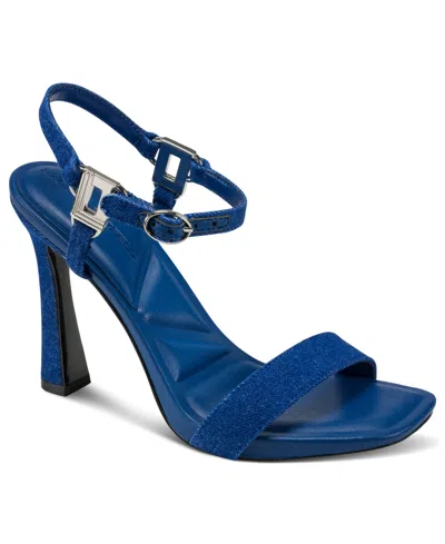 Karl Lagerfeld Cybil High-heel Square-toe Sandals In Blue
