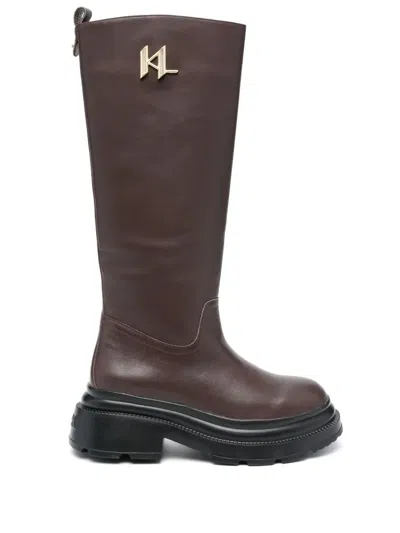 Karl Lagerfeld Danton Riding Knee-high Boots In Brown
