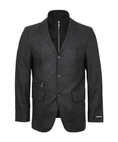 Karl Lagerfeld Dark Gray Single-breasted Suit Coat In Black