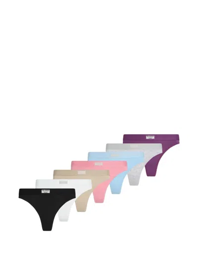 Karl Lagerfeld Days Of The Week Logo-patch Thongs (set Of Seven) In Blue