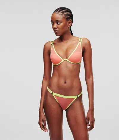 Karl Lagerfeld Demi-cup Sheer Bra In Red