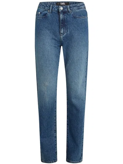 Karl Lagerfeld Denim Jean Pants Metal Logo Pocket In Blue